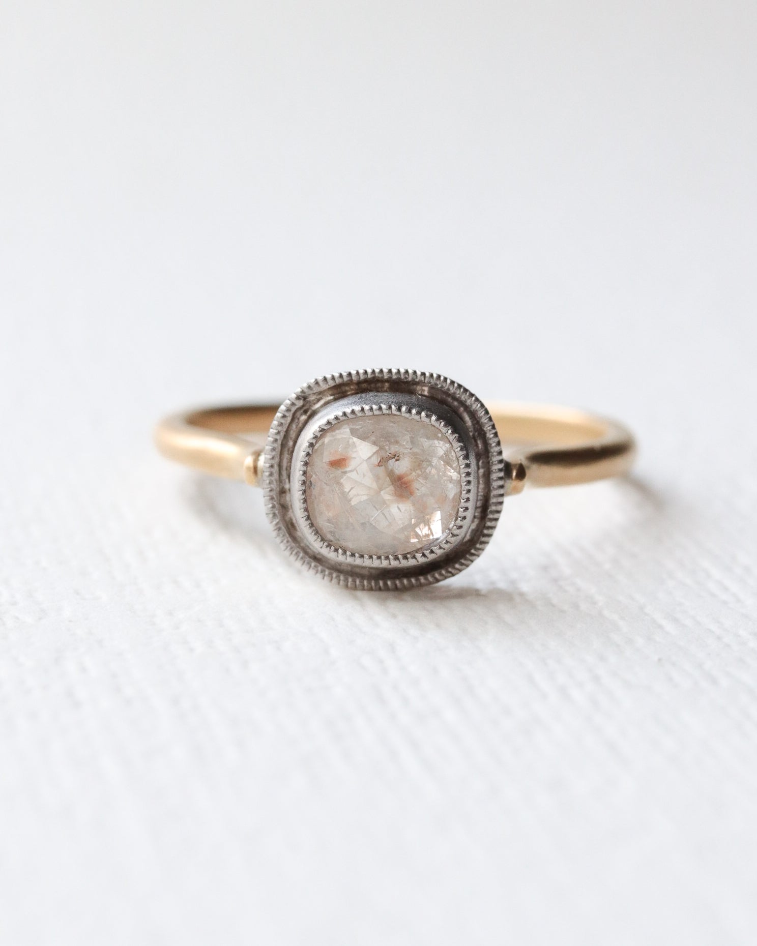 Column Double Milgrain Ring - Diamond -