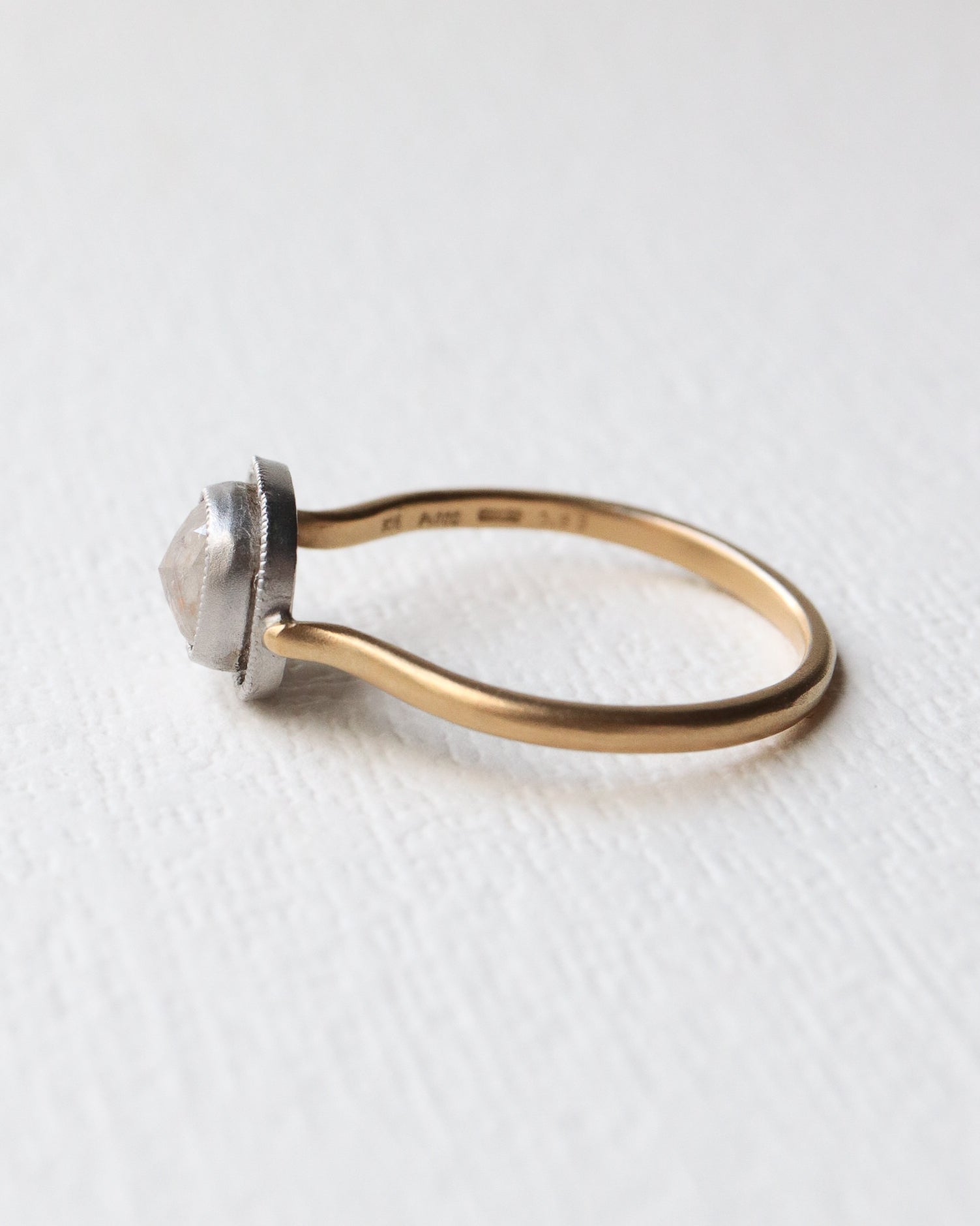 Column Double Milgrain Ring - Diamond -