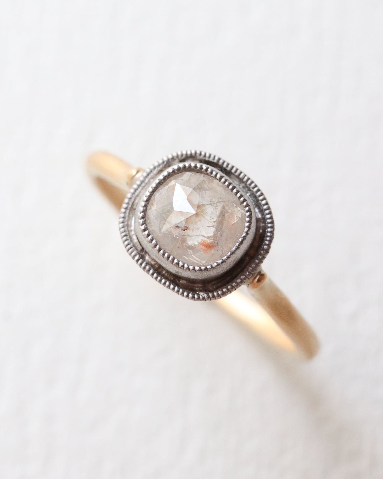 Column Double Milgrain Ring - Diamond -